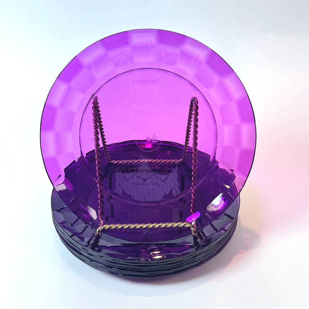 Tupperware Set of 8 Purple Ice Prisms 8 Inch Plates 5800A-5